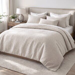 St. Geneve King Duvet Cover Linen Cotton Made in Italy Luxury Neutral Textured